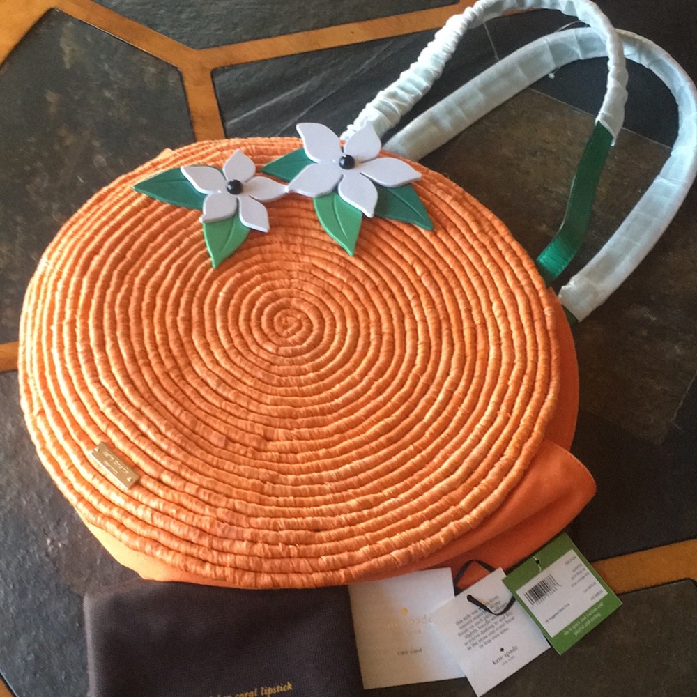 Kate Spade Spice Things Up Orange Straw Tote
